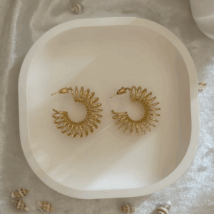 Spiral Model Simli Gold Küpe