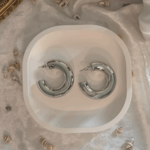 Kalın Bombeli C Model Silver Küpe