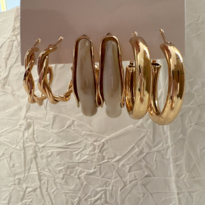 Gold-Sedefli Üçlü Küpe